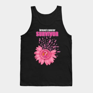 Pink Ribbon Daisy Floral Breast Cancer Survivor Tank Top